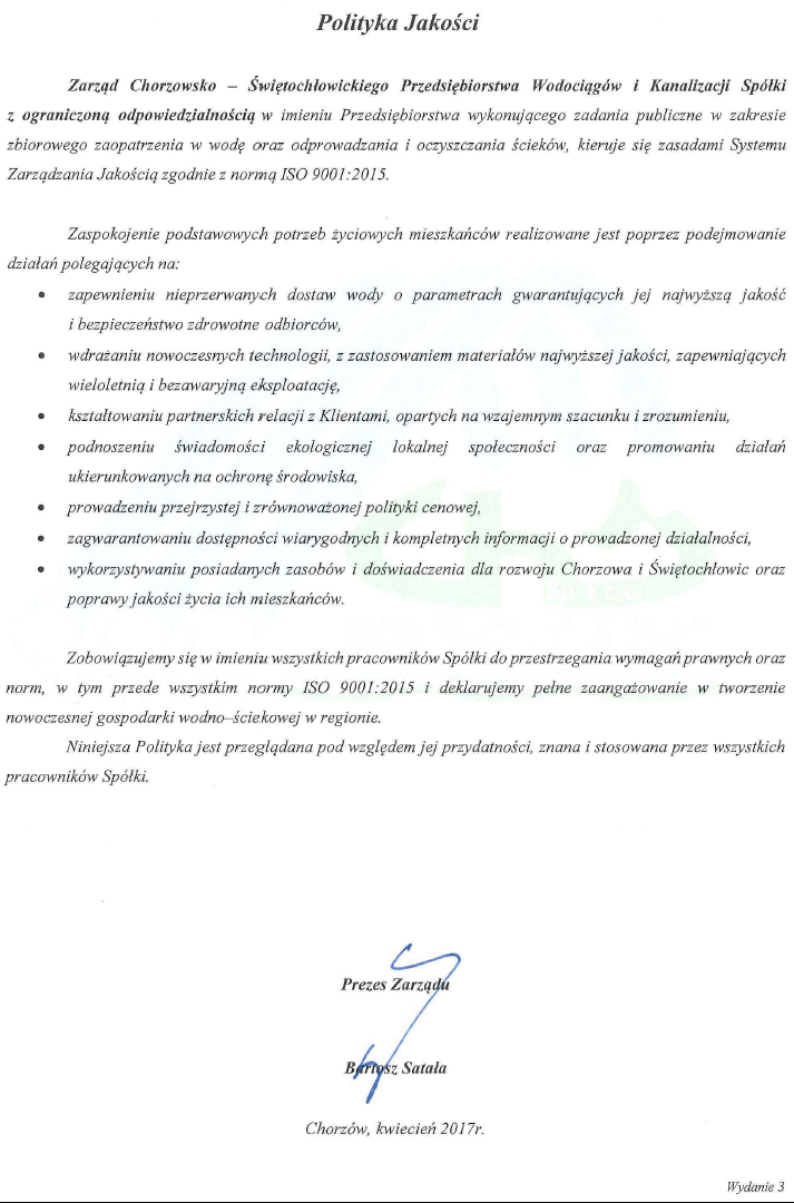 Polityka jakości - wersja 3 - dokument niedostępny dla niewidzących